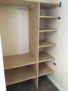 Shelving and hanging installed.