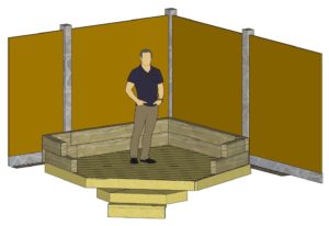 SketchUp project showing the client design for a new garden decking project
